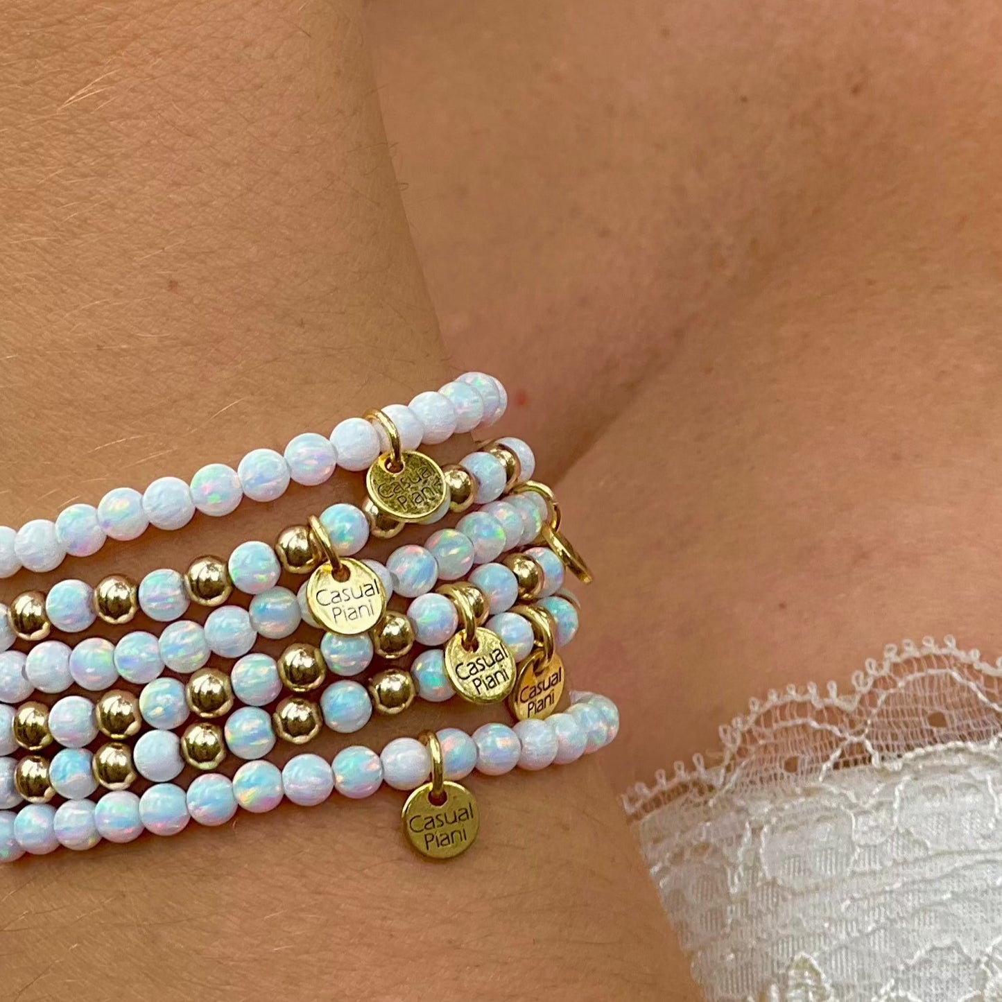 SALE | 14K-White Opal | 4mm Bracelet